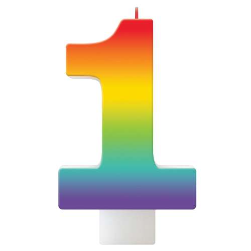 Rainbow Number Candle - No 1 - Click Image to Close
